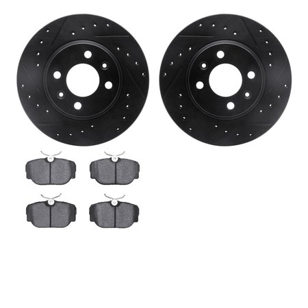 DYNAMIC FRICTION CO 8302-65007, Rotors-Drilled and Slotted-Black with 3000 Series Ceramic Brake Pads, Zinc Coated 8302-65007